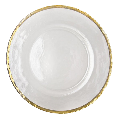 Clear Glass Charger with Gold Band