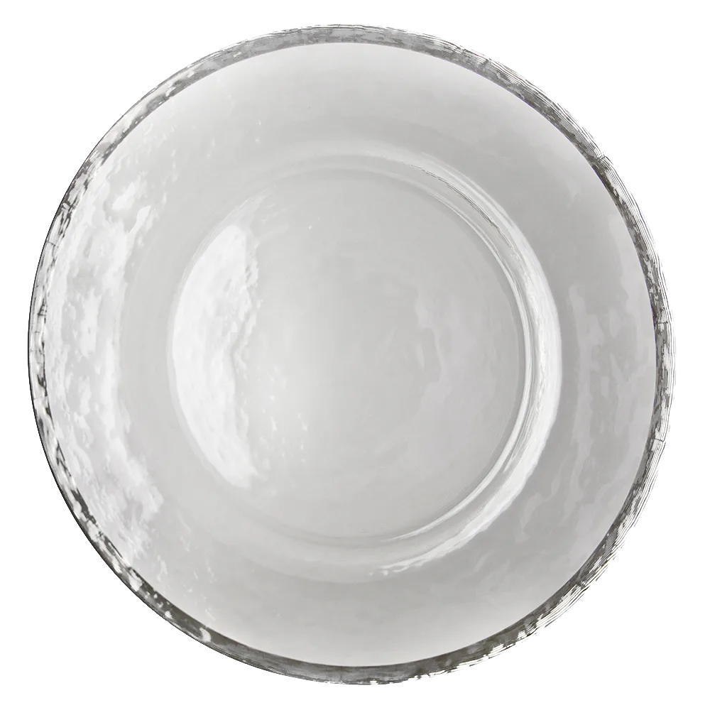 Clear Glass Charger with Silver Band
