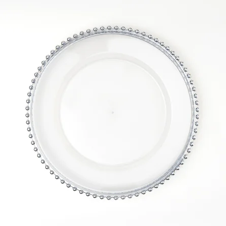 Silver Beaded Glass Charger